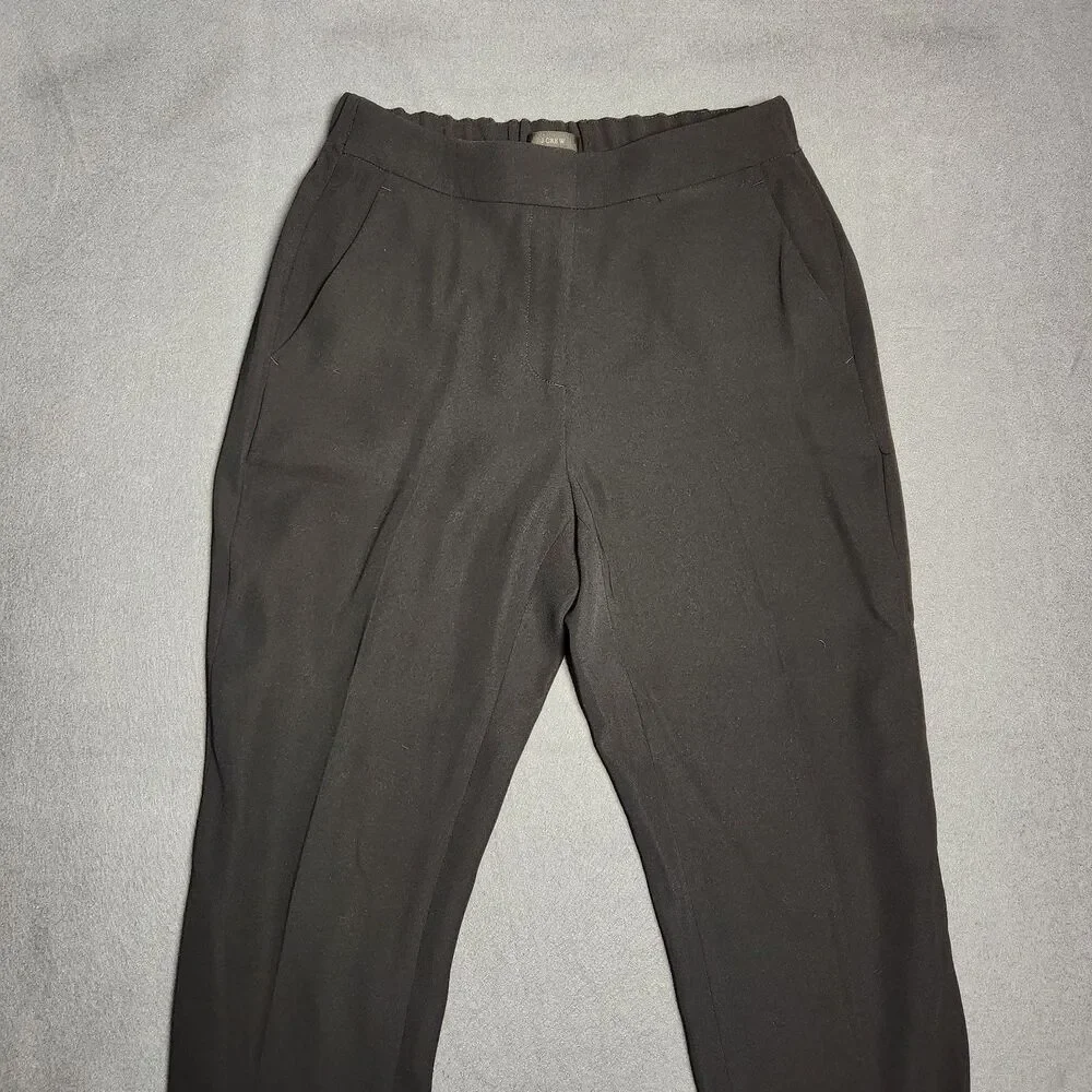 J. Crew Dress Pants Women 4 Black High Rise Straight Leg Elastic Waist